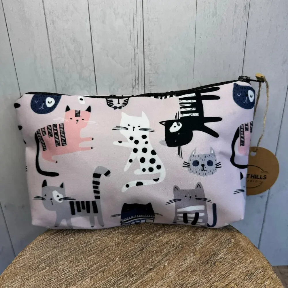 Cloth Kitty Cat Makeup Bag Pink Cosmetics Bag NEW Boho Black Cat Travel Bag